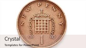  Presentation with beatles starrs penny lane - Cool new presentation theme with new one penny coins isolated backdrop and a coral colored foreground