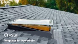  Presentation with shingles roof - PPT theme with new-open-roof-window background and a gray colored foreground