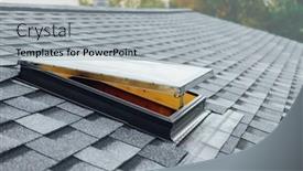  Presentation with flat roof - Cool new PPT layouts with new-open-roof-window backdrop and a light gray colored foreground