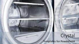  Presentation with furnace - Slide set featuring new open vacuum furnace oven background and a light gray colored foreground