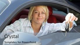  Presentation with car rental - PPT theme with new or rental car background and a light blue colored foreground