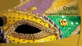 Presentation with mardi - Presentation having new orleans - group of mardi gras beads background and a gold colored foreground