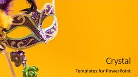  Presentation with mardi gras - Colorful PPT theme enhanced with new orleans - venetian mardi gras mask backdrop and a light gray colored foreground