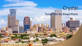  Presentation with new orleans - PPT theme featuring new orleans louisiana usa downtown background and a light blue colored foreground