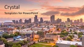  Presentation with louisiana - Audience pleasing PPT theme consisting of new orleans louisiana usa downtown backdrop and a coral colored foreground