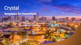  Presentation with new orleans - Presentation theme featuring new orleans louisiana usa downtown background and a cobalt blue colored foreground