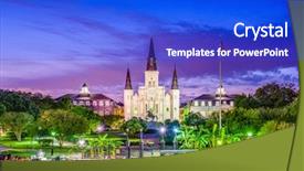  Presentation with louisiana - Cool new PPT theme with new orleans louisiana usa skyline backdrop and a cobalt blue colored foreground