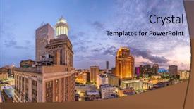  Presentation with new orleans - PPT theme with new orleans louisiana usa skyline background and a light blue colored foreground