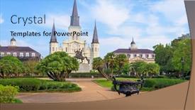  Presentation with louisiana - Beautiful PPT theme featuring new-orleans-louisiana-usa backdrop and a light blue colored foreground