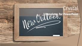  Presentation with aged wood - PPT theme with new-outlook-written-on-slate background and a coral colored foreground