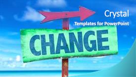  Presentation with change - Colorful PPT layouts enhanced with change sign with beach background backdrop and a cobalt blue colored foreground