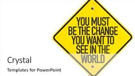  Presentation with change - Audience pleasing presentation design consisting of help wanted concept yellow - you must be the change backdrop and a white colored foreground