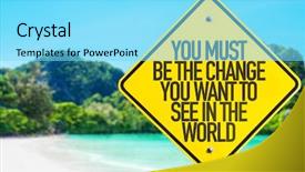  Presentation with unchanging values in a changing world - Colorful presentation theme enhanced with see in the world sign backdrop and a arctic colored foreground