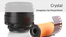  Presentation with camera film - Slide set having new photo film in cartridge background and a white colored foreground