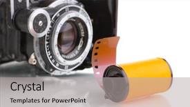  Presentation with film - Cool new PPT layouts with new photo film in cartridge backdrop and a light gray colored foreground