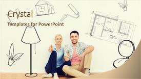  Presentation with new home - Cool new slides with new place over interior doodle backdrop and a cream colored foreground