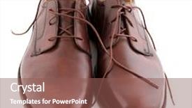  Presentation with leather shoes - Presentation design with new polished leather brown shoes isolated over white background and a violet colored foreground