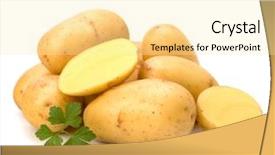  Presentation with potato - PPT theme having new potato and green parsley background and a blonde colored foreground