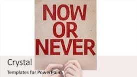  Presentation with now - Slide set featuring new prioratization - now or never card isolated background and a lemonade colored foreground