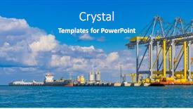  Presentation with port - Presentation theme enhanced with new-private-ashdod-port-israel background and a teal colored foreground