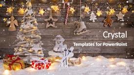  Presentation with events and decoration presentation - Colorful PPT layouts enhanced with christmas decoration on wooden background backdrop and a light gray colored foreground