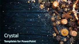  Presentation with decoration - Cool new slide deck with new products abstract - christmas decoration on wooden background backdrop and a wine colored foreground