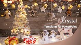  Presentation with christmas blank wooden signboard - Slides with new products abstract - christmas decoration on wooden background background and a  colored foreground