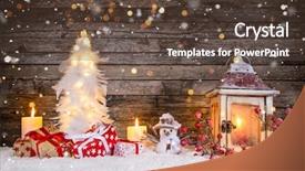  Presentation with copy space - Cool new PPT theme with new products abstract - christmas decoration on wooden background backdrop and a  colored foreground