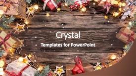  Presentation with gifts - Beautiful PPT theme featuring new products abstract - christmas gifts on wooden background backdrop and a  colored foreground