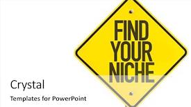  Presentation with find - Cool new slide deck with new project - find your niche sign isolated backdrop and a white colored foreground
