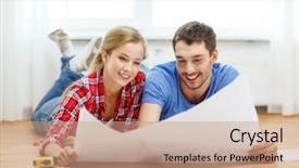  Presentation with eco friendly home renovation - Presentation design enhanced with new project - repair building renovation and home background and a coral colored foreground