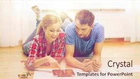  Presentation with renovation project - Presentation theme having new project - repair building renovation and home background and a lemonade colored foreground