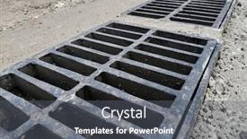  Presentation with rain city - Presentation having new-rainwater-grate background and a gray colored foreground