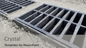  Presentation with rain water - Presentation theme featuring new-rainwater-grate background and a light gray colored foreground