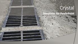  Presentation with rain city - Amazing presentation theme having new-rainwater-grate backdrop and a gray colored foreground
