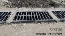  Presentation with rain city - Colorful PPT theme enhanced with new-rainwater-grate backdrop and a light gray colored foreground
