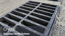  Presentation with rain city - PPT theme consisting of new-rainwater-grate background and a dark gray colored foreground