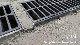  Presentation with rain city - Presentation theme consisting of new-rainwater-grate background and a gray colored foreground