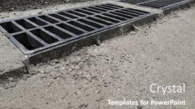  Presentation with rain city - Slide deck having new-rainwater-grate background and a gray colored foreground