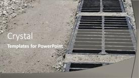  Presentation with rain city - Presentation design having new-rainwater-grate background and a gray colored foreground
