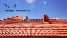 Presentation with roof - Presentation theme having new-red-tiles-roof background and a light blue colored foreground