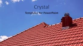  Presentation with roof - Presentation consisting of new-red-tiles-roof background and a teal colored foreground