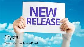  Presentation with release - Cool new PPT theme with new release card with sky backdrop and a arctic colored foreground