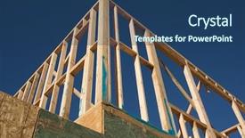  Presentation with deep blue - Theme enhanced with new residential construction home framing background and a  colored foreground