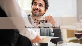  Presentation with waiter - Beautiful PPT layouts featuring new restaurant - waiter serving food backdrop and a coral colored foreground