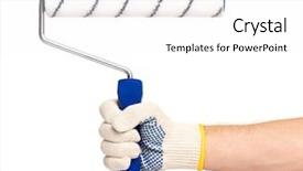  Presentation with hand tools - Beautiful PPT theme featuring new roller isolated on white backdrop and a white colored foreground