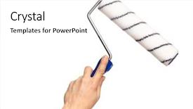  Presentation with hand tools - Colorful PPT layouts enhanced with new roller isolated on white backdrop and a white colored foreground