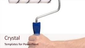  Presentation with hand tools - Slide deck with new roller isolated on white background and a lemonade colored foreground