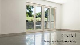  Presentation with welcome to apartment - Beautiful theme featuring new room - living with window of empty backdrop and a light gray colored foreground