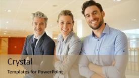  Presentation with cctv camera security system business - Presentation design consisting of new sales employee welcome - attractive mixed business team smiling background and a coral colored foreground